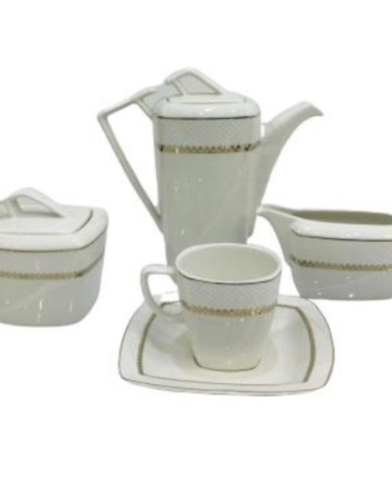 طقم شاي كاليكو أبيض 15 قطعة