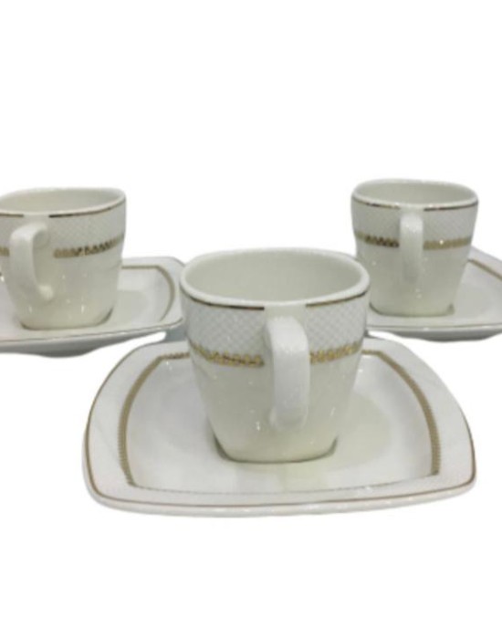 طقم قهوة كاليكو أبيض 12 قطعة