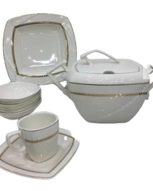 طقم سفرة كاليكو أبيض 58 قطعة