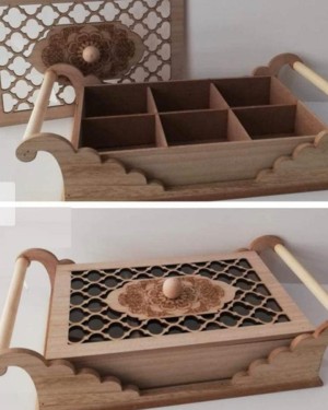 تبسي خشب بغطاء على استاند