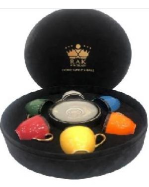 أكواب مع صحون ملونة 6 حبات