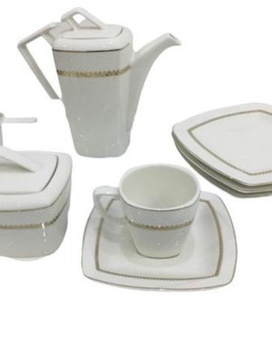 طقم سفرة كاليكو أبيض 21 قطعة